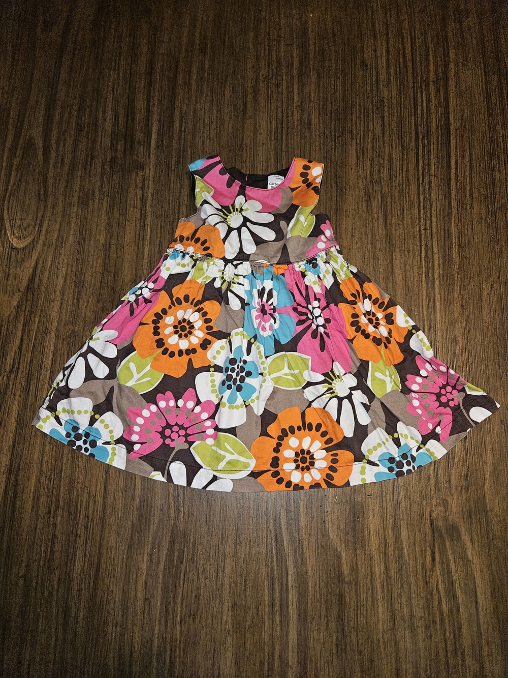 Carter's Floral Sleeveless Dress in Brown, Pink, Orange, Blue & Green